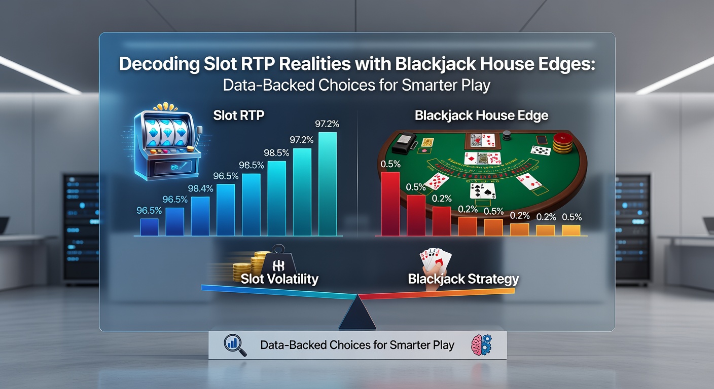 Detaillierte Tabelle mit RTP-Vergleichen von Slots und House-Edge-Charts für Blackjack, inklusive Volatilitätskurven und Simulationsdaten