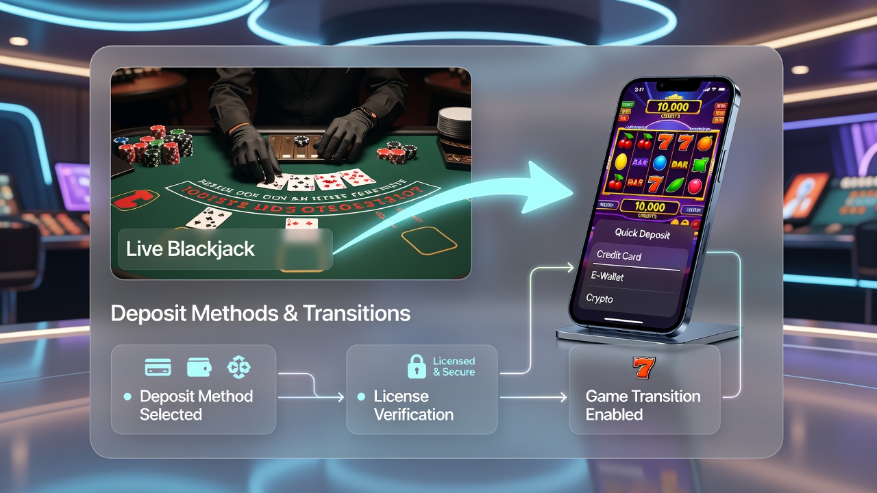 Grafik zu Transaktionsflüssen zwischen Blackjack und mobilen Slots