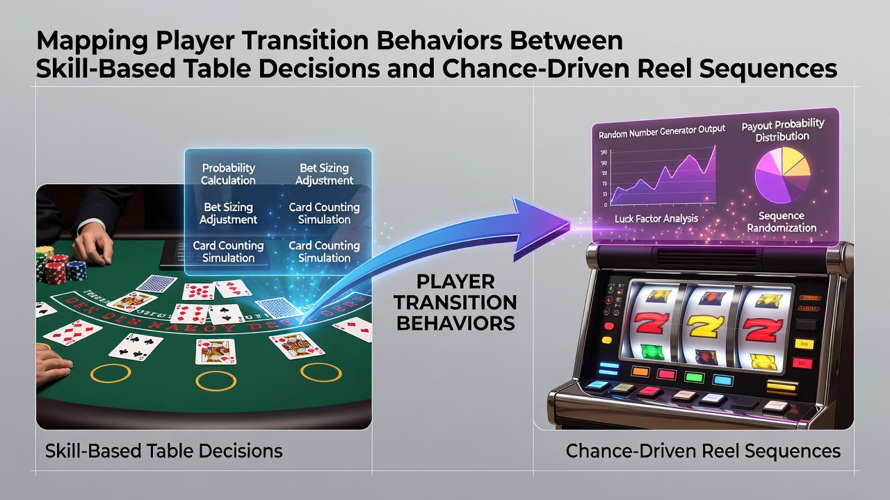 Detaillierte Heatmap von Übergangszeiten zwischen Tischspielen und Slots in lizenzierten deutschen Casinos