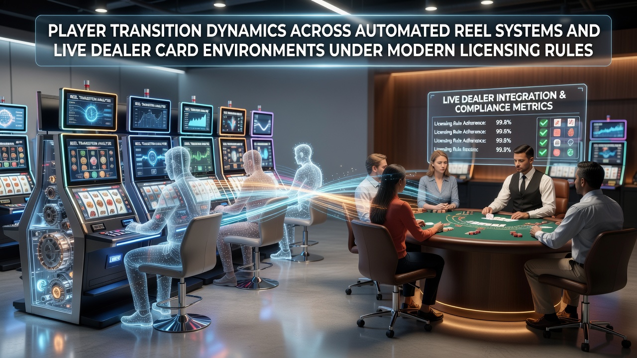 Illustration der Spielerübergänge zwischen Slot-Automaten und Live-Dealer-Tischen in lizenzierten deutschen Casinos